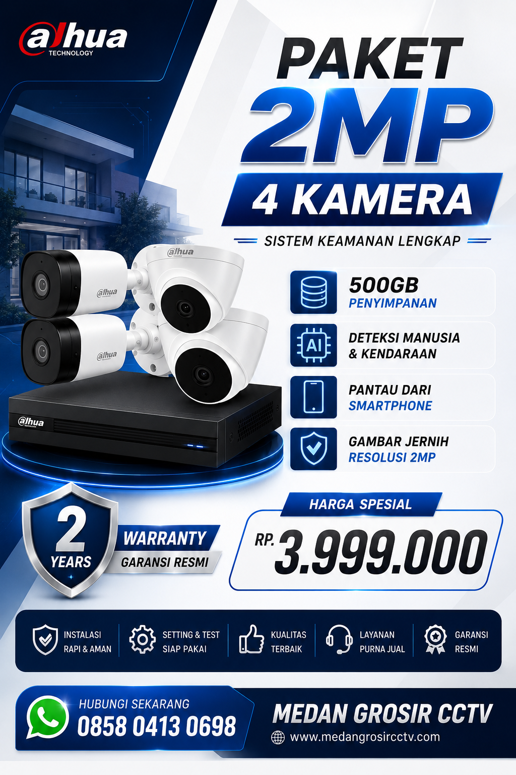 Paket CCTV Dahua 2MP (4 Kamera)